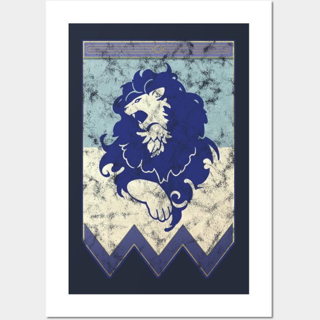 Three Houses Blue Lions Banner Emblem Wall Art by StebopDesigns